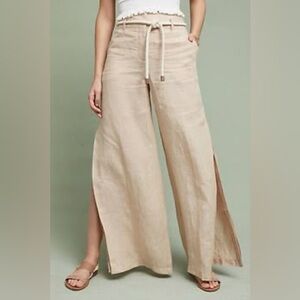 $234 Elevenses Anthropologie 100% Linen Wide Pants 12